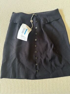 8 By Yoox Women's Black Button-Front Mini Skirt